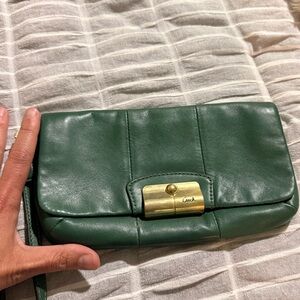 Green Coach clutch purse